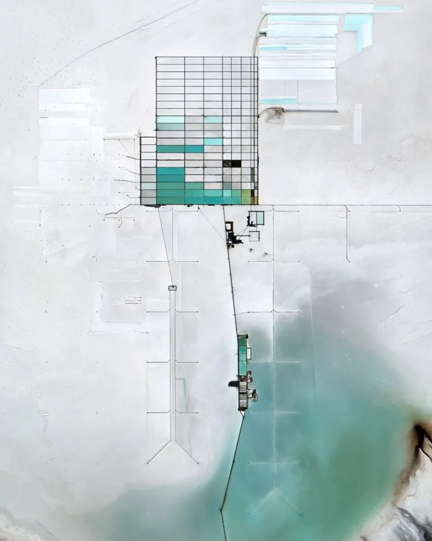 Aerial view of lithium evaporation ponds